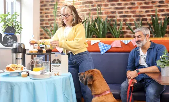 People fundraising at a small event